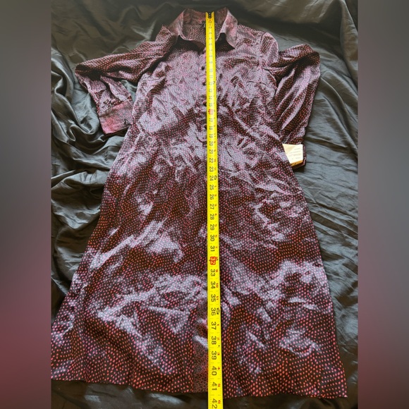 Shirt Dress Large Lapis Pink Polka Dot Black Long Vintage Apparel NWT - Picture 12 of 12